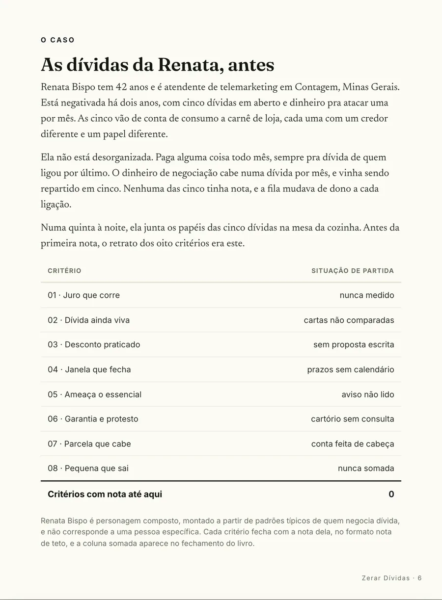 Página real do guia: O caso