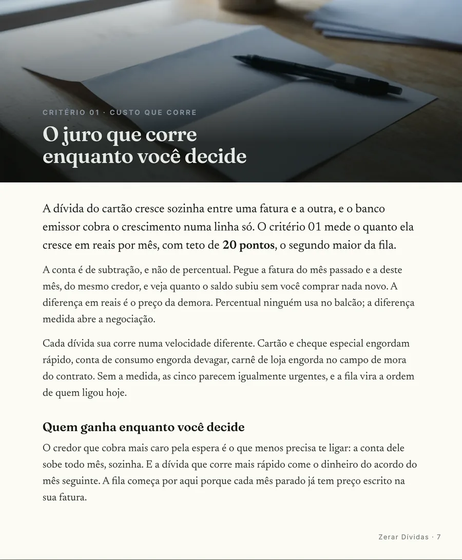 Página real do guia: Abertura de critério